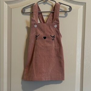 Girls Pink Corduroy Pinafore Dress with Cat Detail 24M (Size 92)